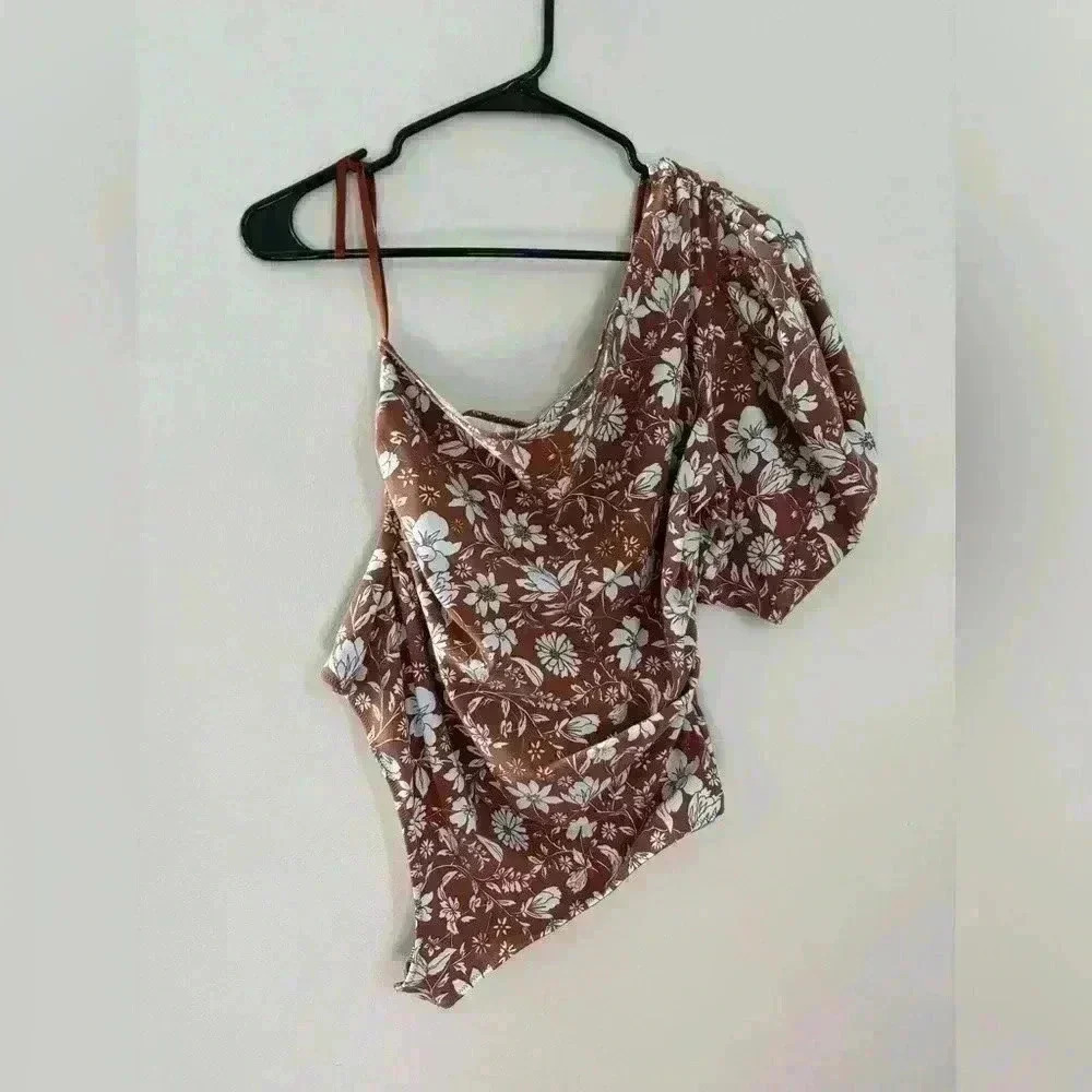 NWT Intimately Free People Somethin' Bout You Floral One Shoulder Bodysuit Large - Picture 2 of 5